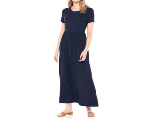 Amazon Essentials Womens Short-Sleeve Waisted Maxi Dress